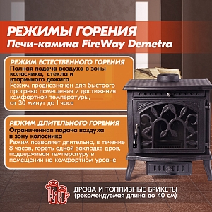 Печь-камин FireWay (ФаирВэй) Demetra (Деметра) чугунная